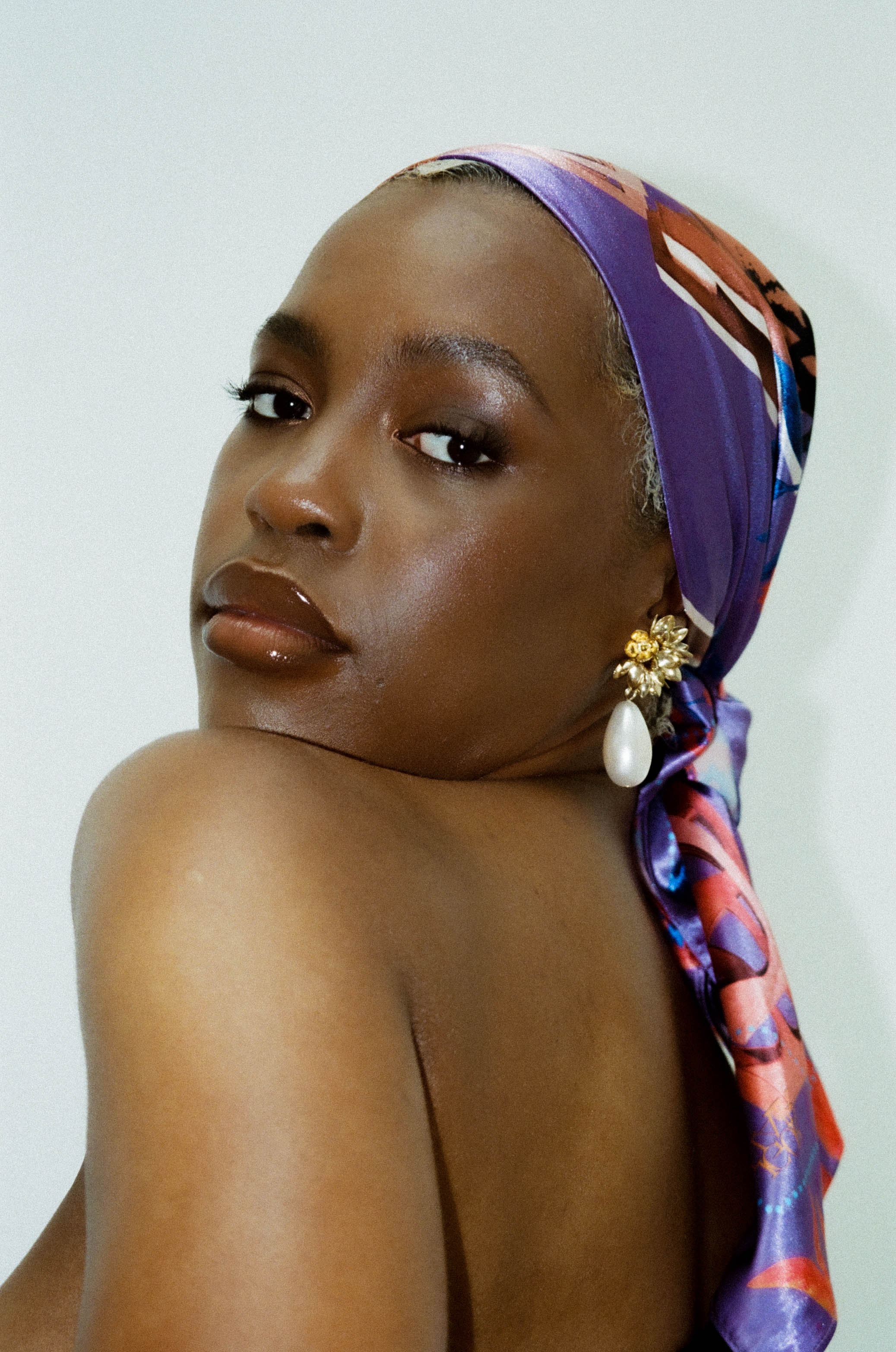 Etor Silky Satin Scarf - Purple